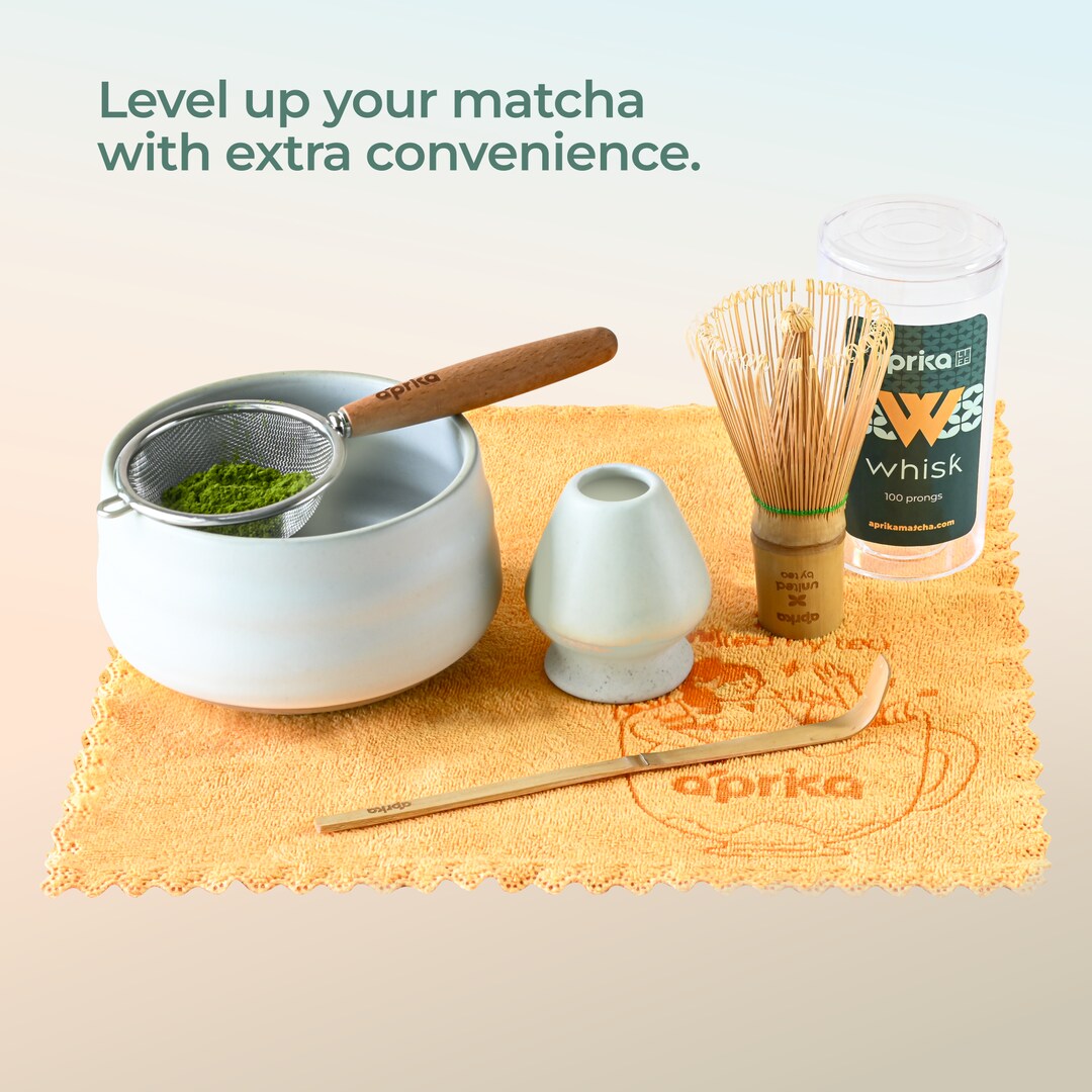 Kit Cérémonie Matcha Japonais Complet VG Boost – 8 Accessoires – Coffret Bois Prêt à Offrir – Blanc & Marron